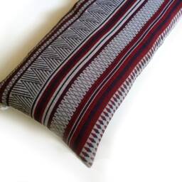 Lumbar Rust Red Wooven Textured Pillow Cover Kilim Style Burnt Red Grey White Native Tribal Cushion Case Southwestern Living Room Bohemian - thumbnail 2