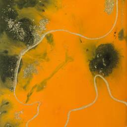 Orange & Gold Modern Clock For Wall, Fathers Day Gift Him, Unusual Glass Wall Art Dad, Unique Abstract Desk - thumbnail 3