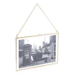 Brass & Recycled Glass Hanging Photo Frame, A4 Portrait Display - thumbnail 2