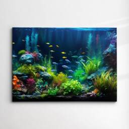 Fish Tank Water Aquascape Feature Aquatic Lover Wall Art Framed Canvas Poster Print, Home Office Bedroom Games Room Decor Gift Idea - thumbnail 3