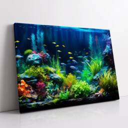Fish Tank Water Aquascape Feature Aquatic Lover Wall Art Framed Canvas Poster Print, Home Office Bedroom Games Room Decor Gift Idea - thumbnail 2