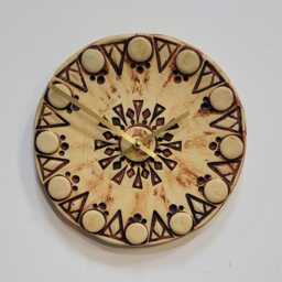 Hand Made Circular Round Matt Brown & Natural Ceramic Wall Clock Quartz 25 cm Diam - thumbnail 2