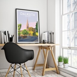 Dalkeith Travel Poster - East Lothian Scotland Edinburgh Wall Art Church Building - thumbnail 3