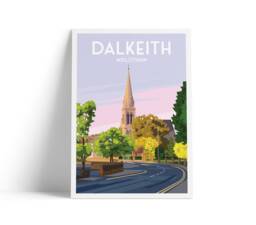 Dalkeith Travel Poster - East Lothian Scotland Edinburgh Wall Art Church Building - thumbnail 1