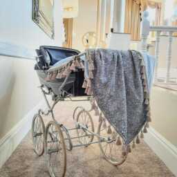 Velvet Baby Wrap With Liberty Lining, Tassel Fringe Trim, Optional Bonnet - Custom - thumbnail 4