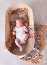 Velvet Baby Wrap With Liberty Lining, Tassel Fringe Trim, Optional Bonnet - Custom