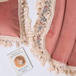 Velvet Baby Wrap With Liberty Lining, Tassel Fringe Trim, Optional Bonnet - Custom - thumbnail 2