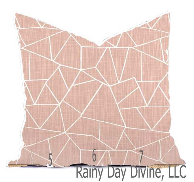 Pillow Covers Custom - Blush Millennial Pink Light Gray White Linen Look Ikat Tribal Modern- All Sizes 16x16 18x18 Throw Accent - image 1