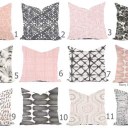 Pillow Covers Custom - Blush Millennial Pink Light Gray White Linen Look Ikat Tribal Modern- All Sizes 16x16 18x18 Throw Accent - thumbnail 2