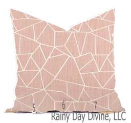 Pillow Covers Custom - Blush Millennial Pink Light Gray White Linen Look Ikat Tribal Modern- All Sizes 16x16 18x18 Throw Accent - thumbnail 1