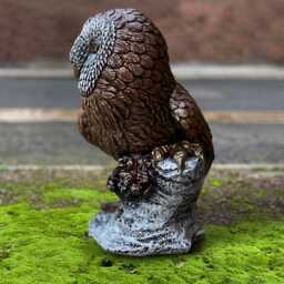Outdoor Owl Sculpture Cement Bird Statue Stone Ornament Concrete Animal Decoration Garden Front Door Figurine Owl Lover Gift - thumbnail 3