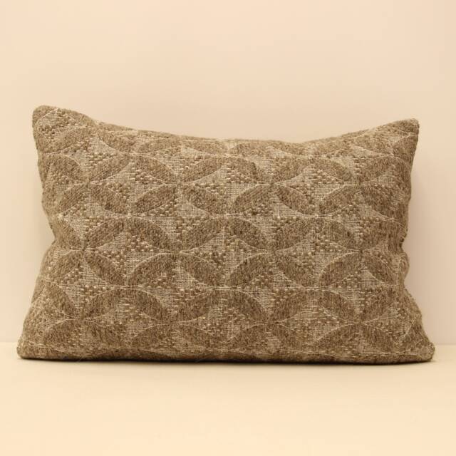 Handmade Turkish Kilim Lumbar Pillow Cover, Boho Wool Cushion - 16x24 - image 1