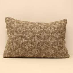Handmade Turkish Kilim Lumbar Pillow Cover, Boho Wool Cushion - 16x24 - thumbnail 1