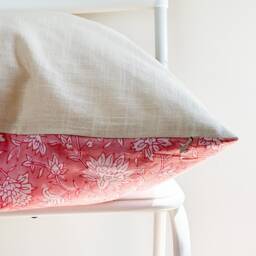 Block Print Pillow Cover Floral Batik, Natural Dyed - 20x20 - thumbnail 3