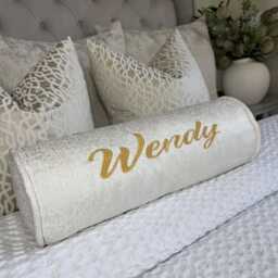 Personalised Emroidered Name Bolster Cushion 16x6 - thumbnail 2