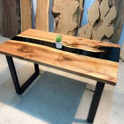 Custom Walnut Resin River Desk, Live Edge Wood Epoxy Solid Natural Furniture - thumbnail 2