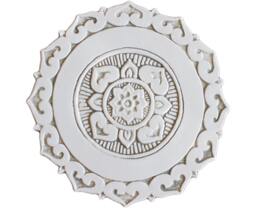 Outdoor Art With Ethnic Design For Wall Hanging, Ceramic Tile, Garden Art, Mandala Mandalita Cutout Plain Border Beige&white