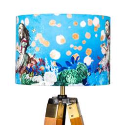 Lampshade Alice in Wonderland Bright Blue Floral Velvet - Drum Lamp Shade 25cm 30cm 35cm 40cm 45cm Table Lamp Shade, Ceiling Shade, Pendant - thumbnail 2