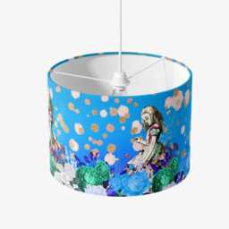 Lampshade Alice in Wonderland Bright Blue Floral Velvet - Drum Lamp Shade 25cm 30cm 35cm 40cm 45cm Table Lamp Shade, Ceiling Shade, Pendant - thumbnail 3