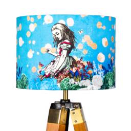 Lampshade Alice in Wonderland Bright Blue Floral Velvet - Drum Lamp Shade 25cm 30cm 35cm 40cm 45cm Table Lamp Shade, Ceiling Shade, Pendant