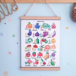 Vegetable Alphabet Poster Nursery Abc Wall Art With Wooden Hanger - thumbnail 2