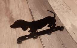 Dachshund Puppy Silhouette Key Hook Rack - Metal Wall Art