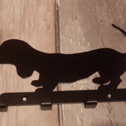 Dachshund Puppy Silhouette Key Hook Rack - Metal Wall Art - thumbnail 3