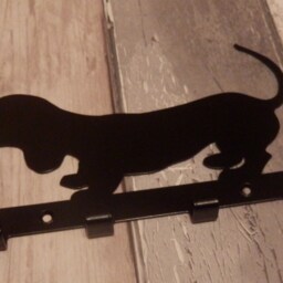 Dachshund Puppy Silhouette Key Hook Rack - Metal Wall Art - thumbnail 2