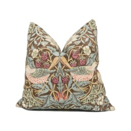 William Morris - Strawberry Thief Chocolate/Slate Stunning Iconic Classic Designer Cushion Cover Handmade Home Decor Luxury Throw