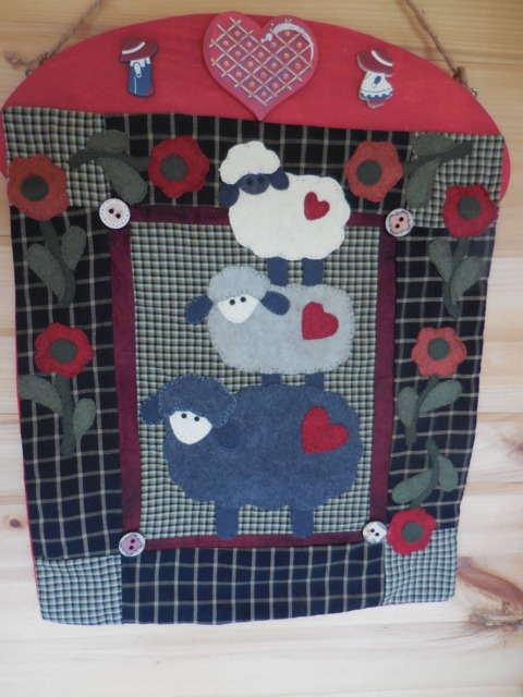 Wooly Sheep Applique Wall Hanging - image 1