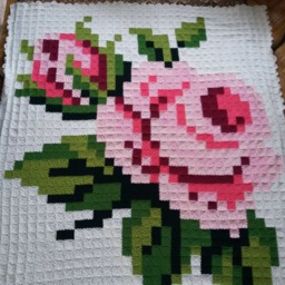 Granny Square Crochet Afghan Blanket, Handmade Blanket With Rose Desing For Double Bed, King Size Bed Throw Womens Unique Xmas Gift - thumbnail 3