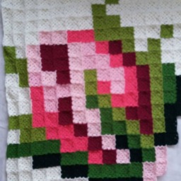 Granny Square Crochet Afghan Blanket, Handmade Blanket With Rose Desing For Double Bed, King Size Bed Throw Womens Unique Xmas Gift - thumbnail 4