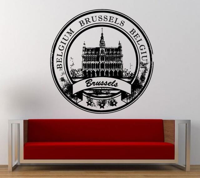 Brussels Belgium Stamp Wall Decal Sticker Vinyl Mural Leaving Bedroom Room Home Decor Free Shipping L335 - image 1