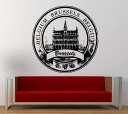 Brussels Belgium Stamp Wall Decal Sticker Vinyl Mural Leaving Bedroom Room Home Decor Free Shipping L335 - thumbnail 1
