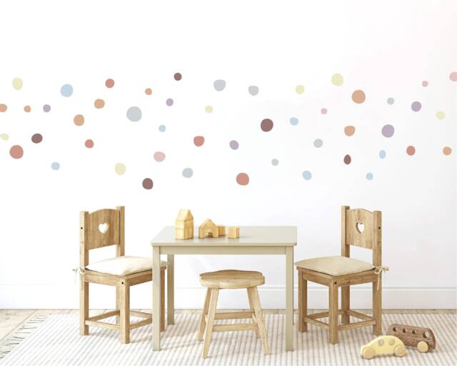 Boho Polka Dot Wall Decals Kids Room Decor, 160 Fabric Stickers - image 1