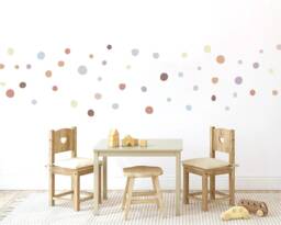 Boho Polka Dot Wall Decals Kids Room Decor, 160 Fabric Stickers - thumbnail 1