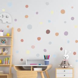 Boho Polka Dot Wall Decals Kids Room Decor, 160 Fabric Stickers - thumbnail 2