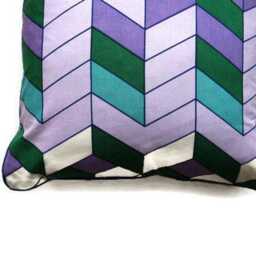 Geometric Chevrons, Turquoise Blue, Green & Lilac, Early 70S Vintage Cotton Cushion Cover, Throw Pillow Homeware Decor, 18 X Ins - thumbnail 3