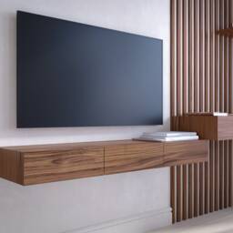 Floating Tv Stand With Drawers/Media Console - American Walnut - thumbnail 2