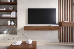 Floating Tv Stand With Drawers/Media Console - American Walnut - thumbnail 1