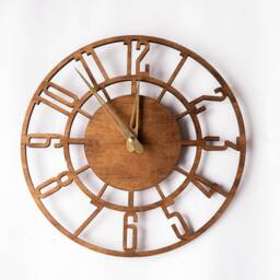 Wood Wall Clock Large, Wall With Numerals, Arabic Numbers Clock, Laser Cut Rustic Wood Modern - thumbnail 2