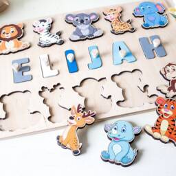Wooden Animals Puzzle, Birthday Toddler Gift, Custom Educational Toys, Farm Busy Board, 1 2 3 Montessori Toy - thumbnail 4