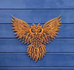 Large Owl Metal Wall Plaque Hanging Art Indoor Outdoor Floral British Bird Gift - thumbnail 1