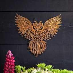 Large Owl Metal Wall Plaque Hanging Art Indoor Outdoor Floral British Bird Gift - thumbnail 2