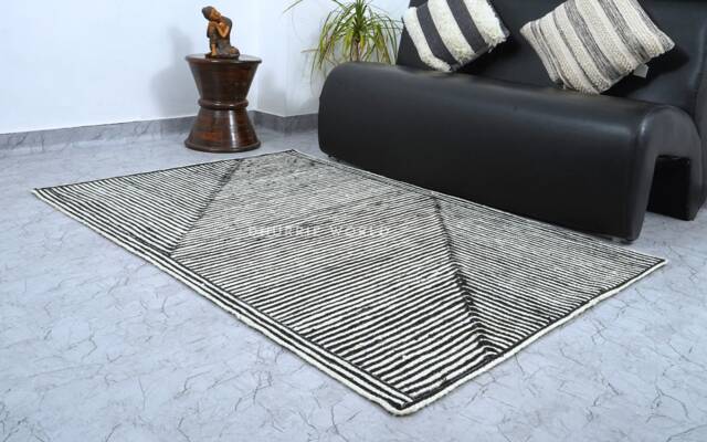 Geometric Shape Rug, Natural Jute Area Boho Custom Size Bohemian Modern Living Room Rug - image 1