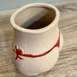 Ceramic Bikini Plant Pot/Red Polka Dot Glazed Finish Quirky Indoor Home Decor Planter - thumbnail 4