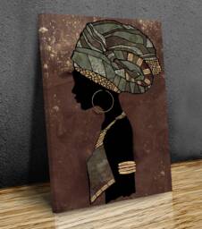 African Portrait Lady Textured Golden Brown Wall Art Canvas Prints Framed On Bars Art, Wall Hangins, Home Decor, Print