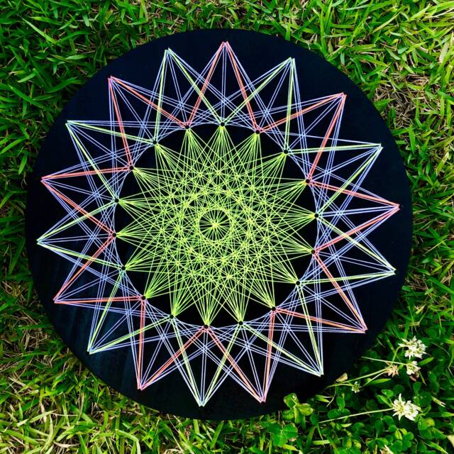 Uv String Art Psychedelic Mandala, 30x30cm/11.8 Inches Handmade Wall Art, 3D, Black Light, Home Decor, Wall Hanging, Yoga Art, Thread &nails - image 1