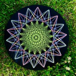 Uv String Art Psychedelic Mandala, 30x30cm/11.8 Inches Handmade Wall Art, 3D, Black Light, Home Decor, Wall Hanging, Yoga Art, Thread &nails - thumbnail 1