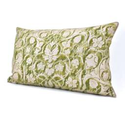 Fortuny Fabric Throw Pillow Cushion Cover in Green & Gold Persepolis Pattern - Made Italy - thumbnail 4